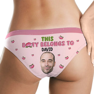 Custom Photo Gifts For Her Women's Brief This Booty Belongs To Funny Valentine's Gifts - Boxer Briefs - GoDuckee