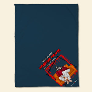 Couple, Horror Couple Watching Movie Together, Personalized Blanket, Halloween Gifts For Couple, 01NAPO290823PA - Blanket - GoDuckee