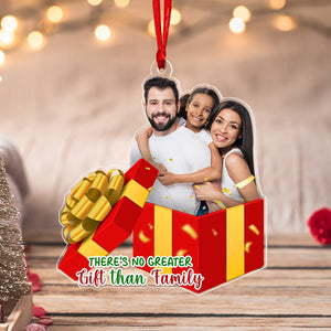 There's No Greater Gift Than Family, Custom Family Photo Ornament, Gift For Christmas - Ornament - GoDuckee