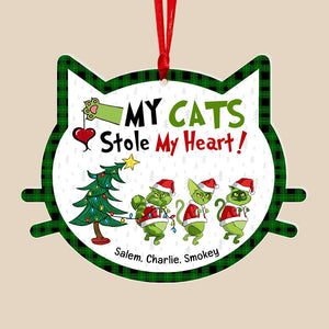 My Cats Stole My Heart-Personalized Acrylic Ornament- Gift For Cat Lover-Christmas Gift- Cat Lover Ornament - Ornament - GoDuckee