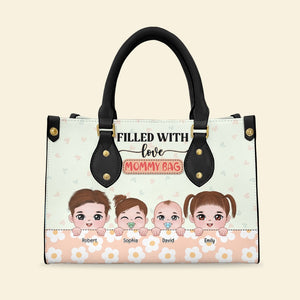 Filled With Love Mommy Bag-Personalized Leather Bag- Gift For Mom- Mom Leather Bag - Leather Bag - GoDuckee