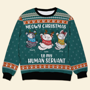 To My Human Servant-Personalized 3D Knitted Ugly Sweater-Gift For Cat Lover - AOP Products - GoDuckee