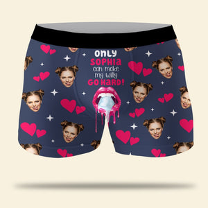 Only You Can Make my Willy Go Hard! -Custom Photo Men Boxer Briefs- Funny Couple Boxer - Boxer Briefs - GoDuckee