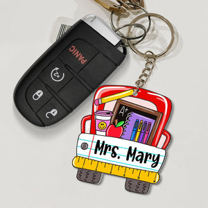 Personalized Red School Stuffs Keychain Gift For Teacher - Keychains - GoDuckee