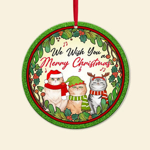 Cats, We Wish You A Merry Christmas Personalized Ornament, Christmas Gifts For Cat Lovers, 04ACPO031023 - Ornament - GoDuckee