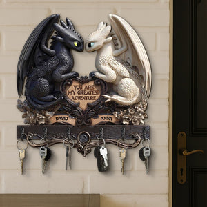 Dragon Couple Key Hanger - Personalized Gifts For Couple 01tgtn220525 - Wood Sign - GoDuckee