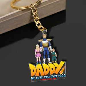 Personalized Gifts For Dad Keychain We Love You Over 9000 032QHQN150324HH - Keychains - GoDuckee