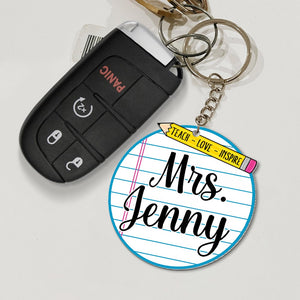 Pencil And Paper Personalized Circle Keychain Gift For Teacher - Keychains - GoDuckee