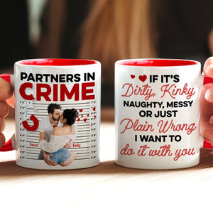 Partners In Crime- Custom Photo Accent Mug- Couple Gift- Funny Couple Mug - Coffee Mug - GoDuckee