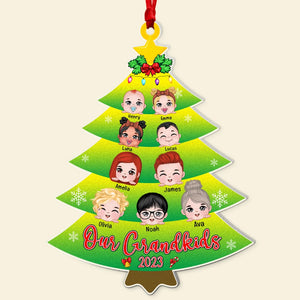 Personalized Acrylic Pine Tree Shape Ornament, Christmas Gift For Grandparents - Ornament - GoDuckee