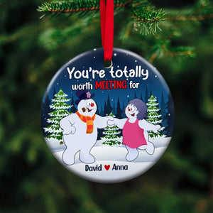 You're Totally Worth Melting For, Personalized 02NATN061023 Ornament, Christmas Gift For Couple - Ornament - GoDuckee