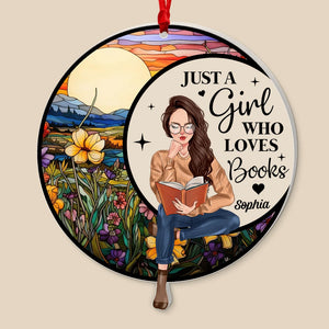 Just A Girl Who Loves Books- Personalized Suncatcher Ornament- Acrylic Custom Shape Ornament- Gift For Book Lover- Christmas Gift - Ornament - GoDuckee