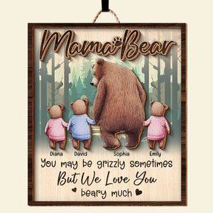 Personalized Gifts For Mom Wood Sign Mama Bear - Wood Signs - GoDuckee