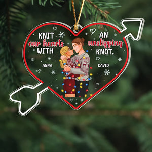 Knit Our Hearts With An Unslipping Knot, Personalized Ornament, Gift For Couple - Ornament - GoDuckee
