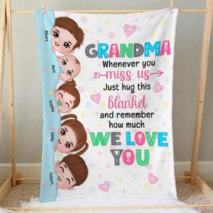 Grandma Whenever You Miss Us Just Hug This Blanket-Personalized Blanket- Gift For Grandma- Grandma Blanket - Blanket - GoDuckee