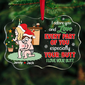 I Love Your Butt, Personalized Naughty Couple Medallion Acrylic Ornament, Gift For Christmas - Ornament - GoDuckee