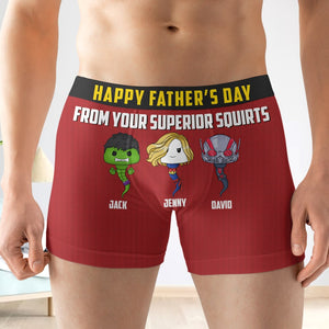 Personalized Gifts For Dad Men's Boxers Happy Father's Day From Your Superior Squirts 02QHTN230124HA - Boxers & Briefs - GoDuckee