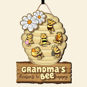 Personalized Gifts For Grandma Wood Sign Grandma's Reasons To Bee Happy 05htqn060224 - Wood Signs - GoDuckee