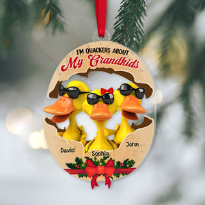 I'm Quacker About My Grandkids, Personalized Ducks Ornament, Gift For Grandparents - Ornament - GoDuckee