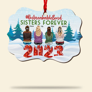 Sisters Forever-Personalized Medallion Wood Ornament- Gift For Sisters- Christmas Gift - Ornament - GoDuckee
