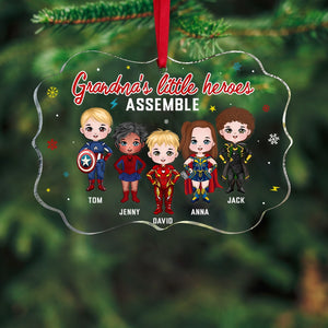 Grandma's Little Heroes Assemble, Personalized Medallion Acrylic Ornament PW-02NATN120923 - Ornament - GoDuckee