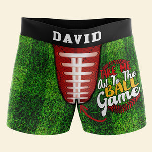 Take Me Out To The Ball Game, Boxer for Football Lover, Men Boxer Briefs, Gift For Football Lover - Boxer Briefs - GoDuckee