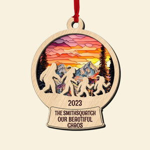 Big Foot family, Personalized 2 Layer Mix Ornament, Gifts For Family, Unique Christmas Gifts, Christmas Tree Decorations - Ornament - GoDuckee