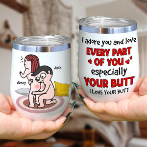 Funny Couple - Adore You And Love Your Butt - Personalized Tumbler - Gift For Couple - Tumbler Cup - GoDuckee