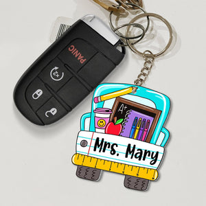 Personalized Blue School Stuffs Keychain Gift For Teacher - Keychains - GoDuckee