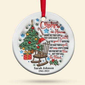 Christmas In Heaven-Personalized Ceramic Circle Ornament-07huqn271023 - Ornament - GoDuckee