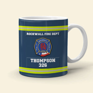 Personalized Firefighter White Edge-to-edge Mug With Custom Badge, Name & Number, Gift For Firefighter - Coffee Mug - GoDuckee