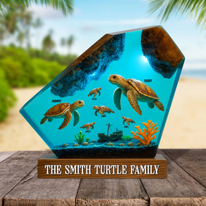 Turtle Family Plaque - Personalized Gifts For Family 04natn280525 - Shaped Plaques - GoDuckee