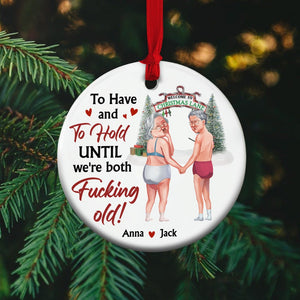 Christmas Lane Personalized Ceramic Circle Ornament, Christmas Gift For Couple - Ornament - GoDuckee