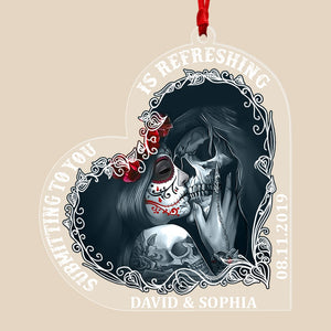 Submitting To You Is Refreshing-Personalized Acrylic Ornament- Couple Gift- Gift For Christmas- Skull Couple Ornament - Ornament - GoDuckee