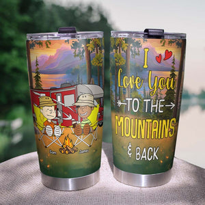 Personalized Gifts For Camping Couple Tumbler, Happy Campers Couple 01qhtn150125pa I Love You To The Mountains And Back - Tumbler Cup - GoDuckee