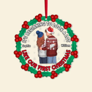 Couple, Our First Christmas, Personalized Ornament, Christmas Gifts For Couple - Ornament - GoDuckee