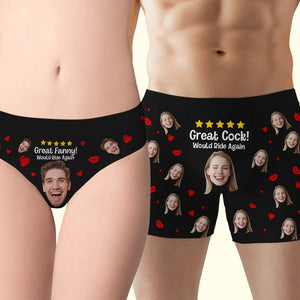 Funny Custom Couple Face Men & Women Boxer Briefs, Gift For Couple, Valentine's Gifts - Boxer Briefs - GoDuckee