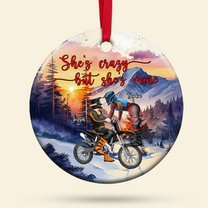The Couple, She's Crazy But She's Mine, Personalized Ornament, Christmas Gift For Couple - Ornament - GoDuckee