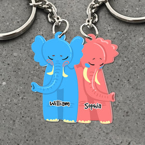 Personalized Elephant Couple Keychains - Couple Gift - Keychains - GoDuckee