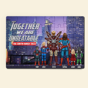 The Family, Together We Have Unbeatable, Personalized Jigsaw Puzzle, Gifts For Family, 02HTPO211023TM - Wood Sign - GoDuckee