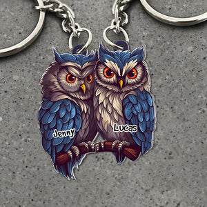 Personalized Owl Couple Keychains - Couple Gift - Keychains - GoDuckee