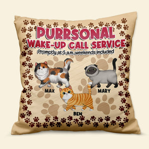 Cats, Purrsonal Wake-Up Call Service, Personalized Square Pillow, Gift For Cat Lover, 01KAPO221223 - Pillow - GoDuckee