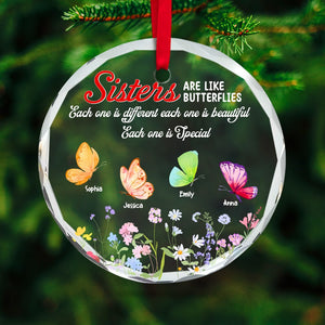 Personalized Gifts For Sisters Christmas Ornament Butterflies Wild Flower 02xqtn261124 - Ornament - GoDuckee