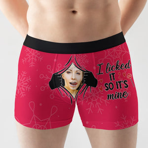 I Licked It So It's Mine, Funny Custom Photo Men Boxer Briefs, Gift For Him - Boxer Briefs - GoDuckee