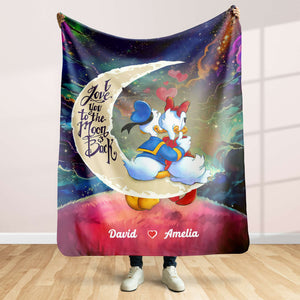 I Love You To The Moon And Back, Couple Gift, Personalized Blanket, Cartoon Dragon Couple Blanket 02QHHN030124-7 - Blanket - GoDuckee