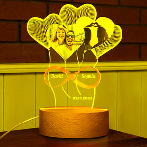 Anniversary Gifts For Couple, Personalized Led Night Light Wood Base, Valentine's Day Gifts - Led Night Light - GoDuckee
