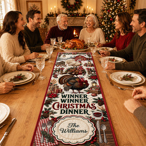 Winner Winner Christmas Dinner Quilted Table Runner - Personalized Christmas Gifts 07padt150826