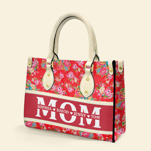Personalized Gifts For Mom Leather Bag Dongbei Flower Pattern - Leather Bag - GoDuckee