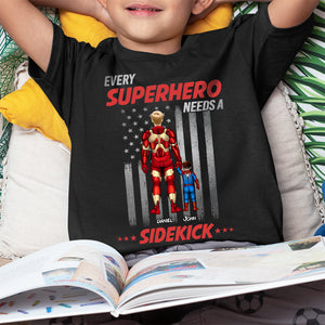 Dad Needs Sidekicks Personalized Shirt, Black-White American Flag Background 07qhhn250423tm - Shirts - GoDuckee