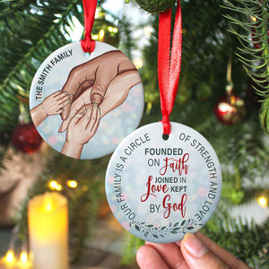 Our Family Is A Circle Of Strength And Love-Personalized Ceramic Circle Ornament- Gift For Family- Family Ornament - Ornament - GoDuckee